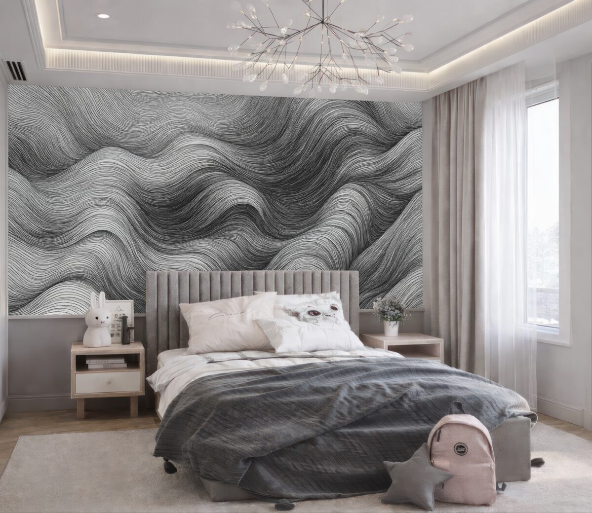 Fototapeta Zakrzywione monochromatyczne pasy i linie.