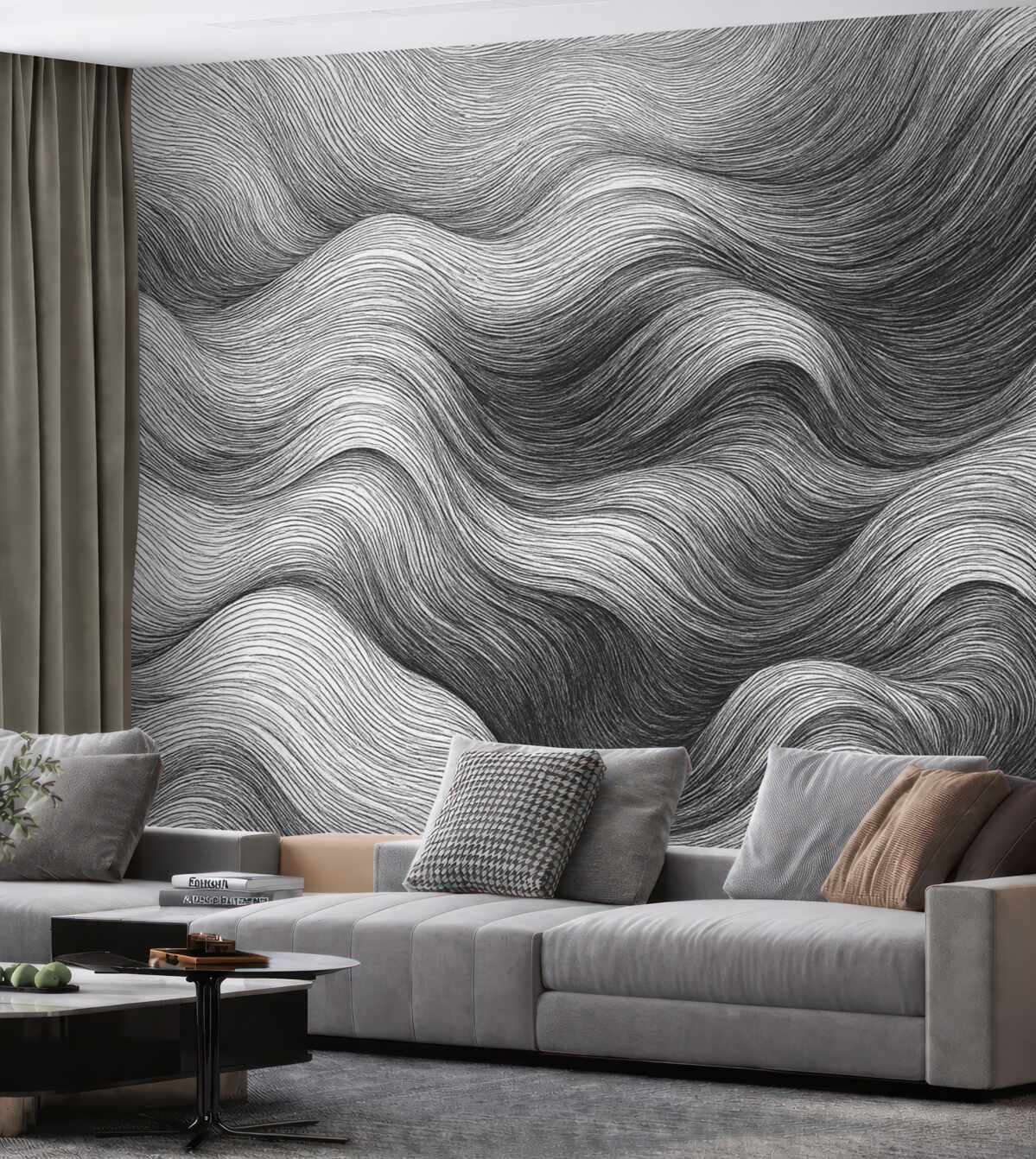 Fototapeta Zakrzywione monochromatyczne pasy i linie.