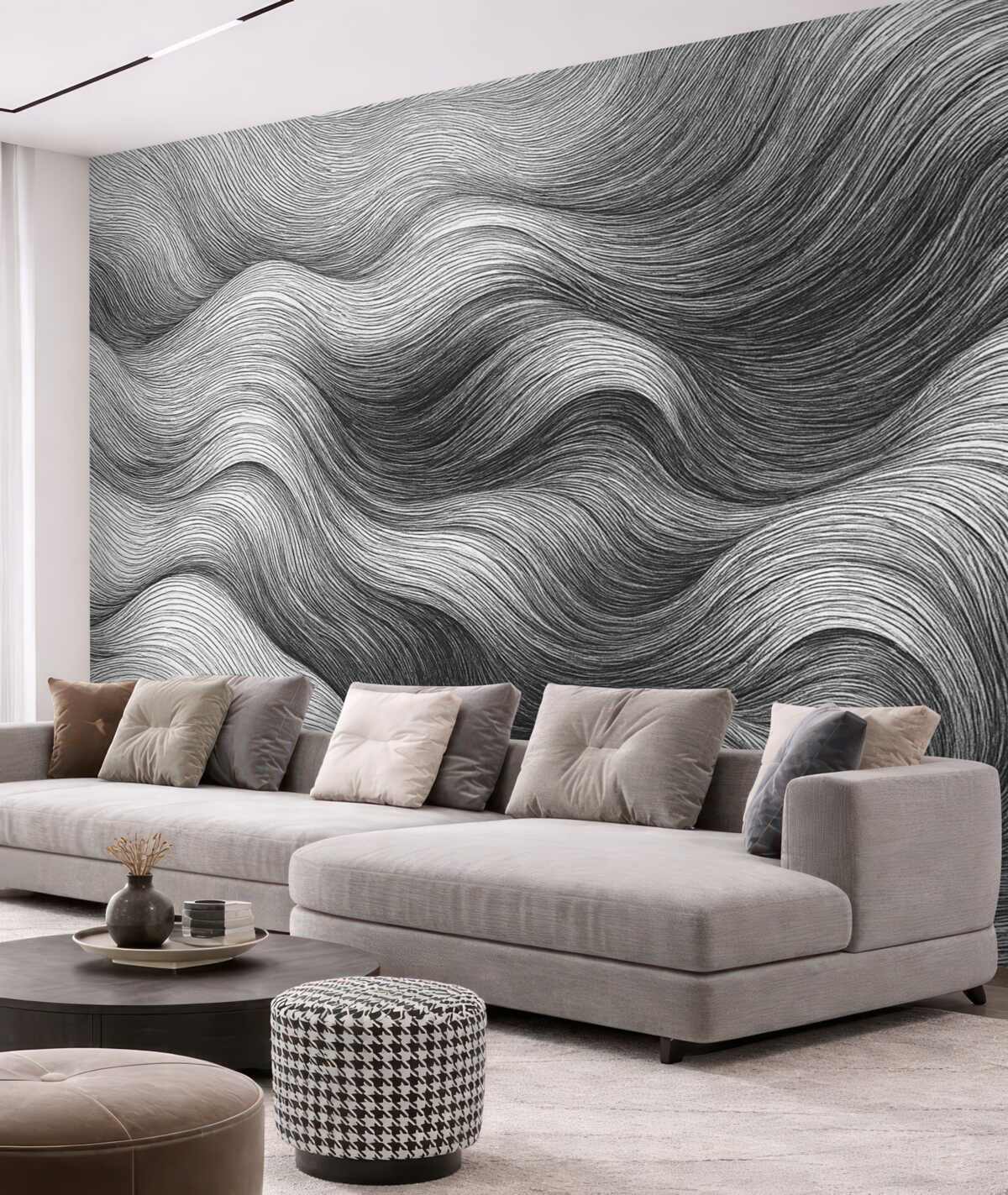 Fototapeta Zakrzywione monochromatyczne pasy i linie.