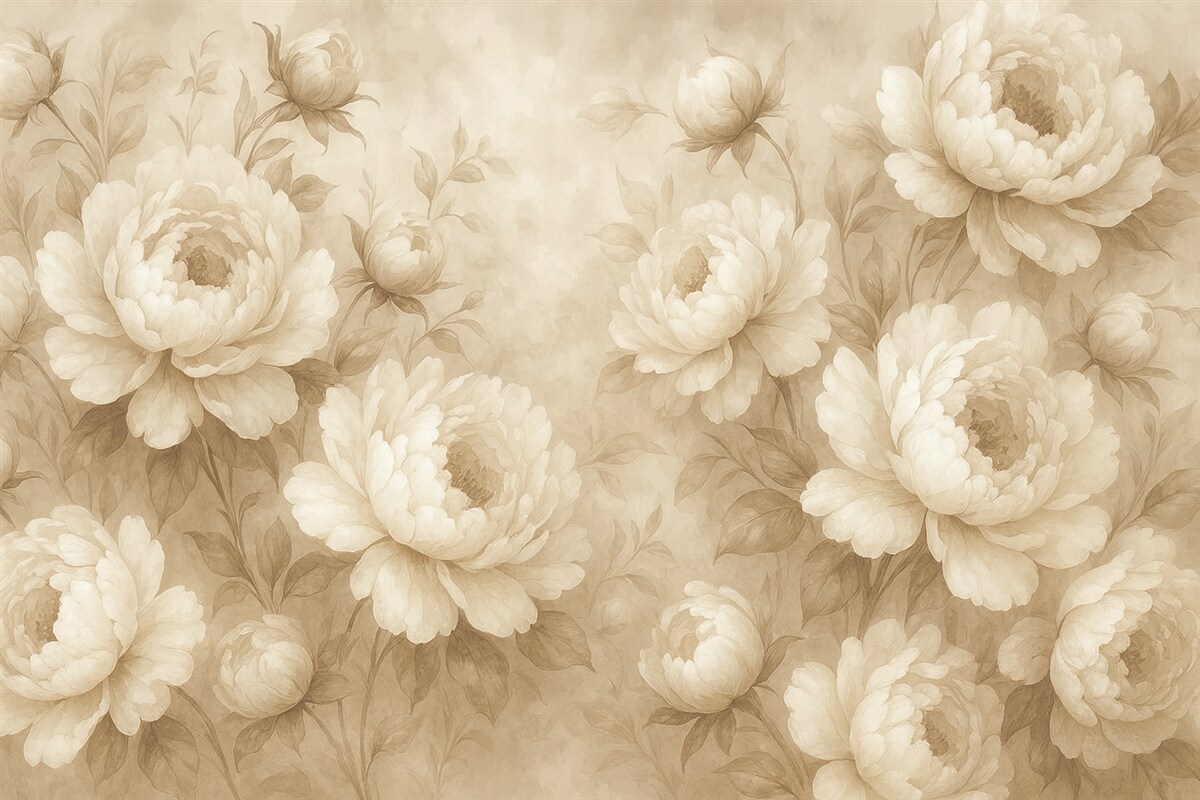 Fototapeta Piwonie o jasnych i subtelnych odcieniach.