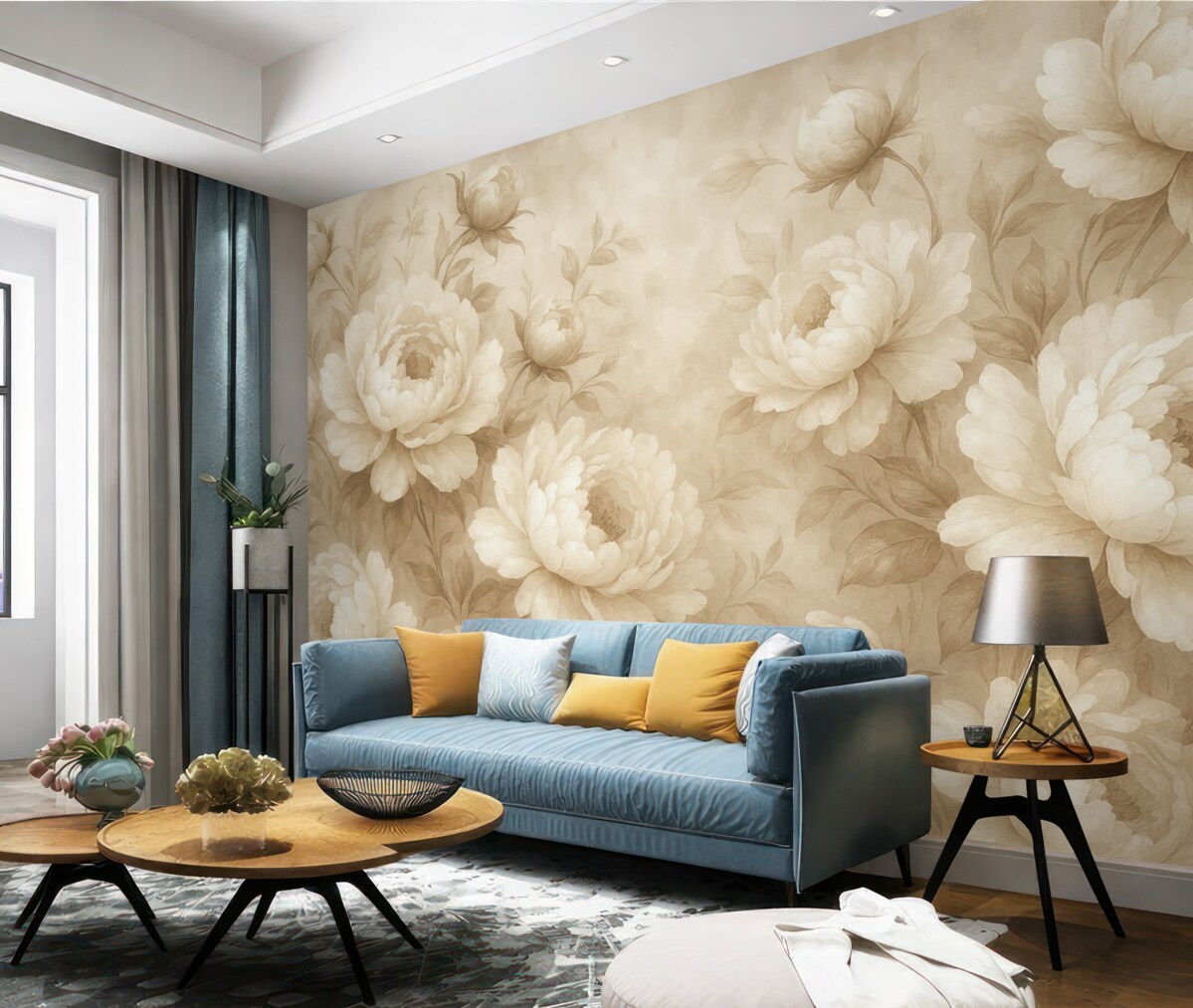 Fototapeta Piwonie o jasnych i subtelnych odcieniach.