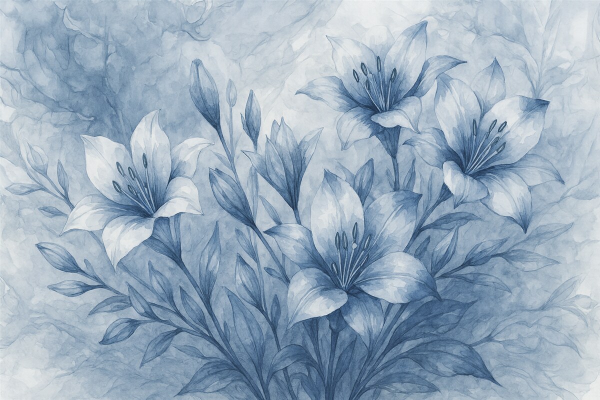 Fototapeta Błękitne kwiaty na błękitnym tle.