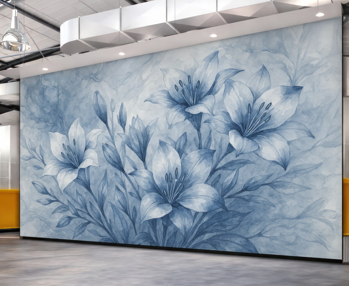 Fototapeta Błękitne kwiaty na błękitnym tle.