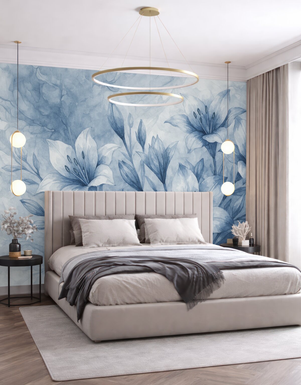 Fototapeta Błękitne kwiaty na błękitnym tle.