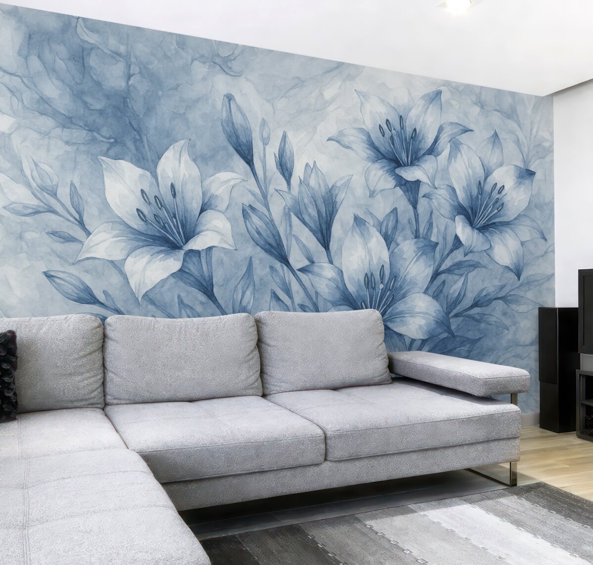 Fototapeta Błękitne kwiaty na błękitnym tle.