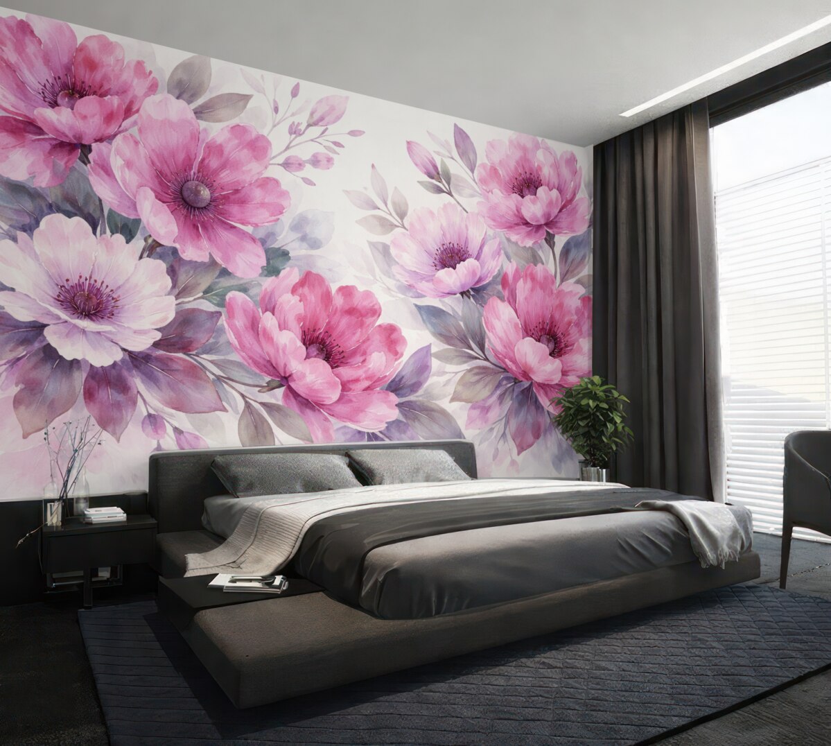 Fototapeta Akwarela różowych kwiatów.