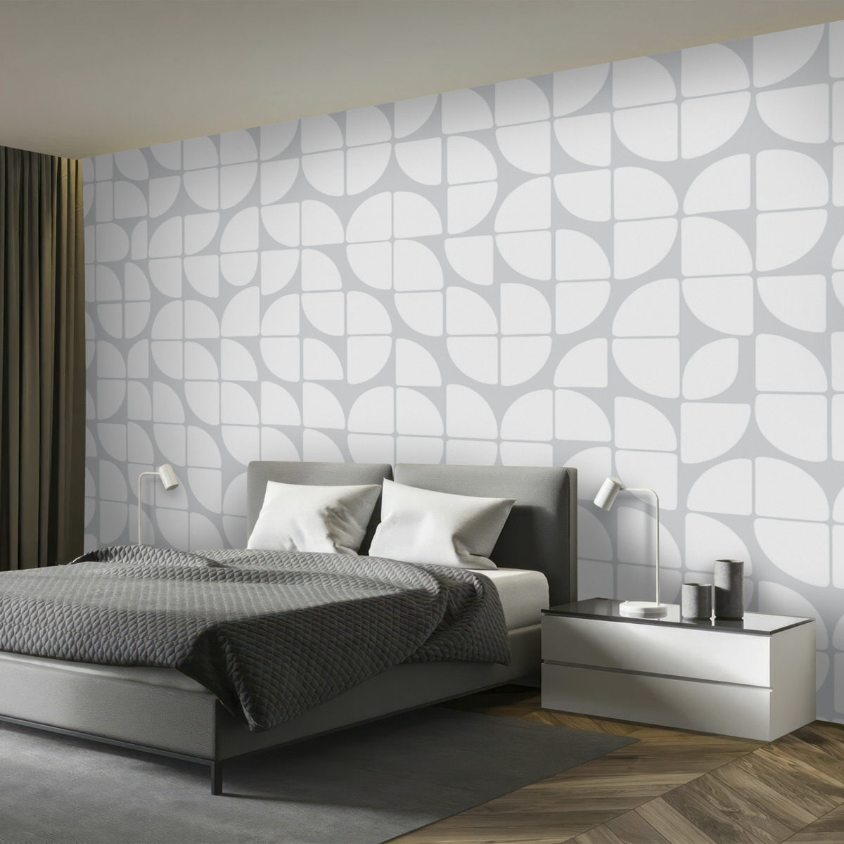 Fototapeta Tapeta o geometrycznym wzorze w stylu bauhaus w retro kolorze szarym.