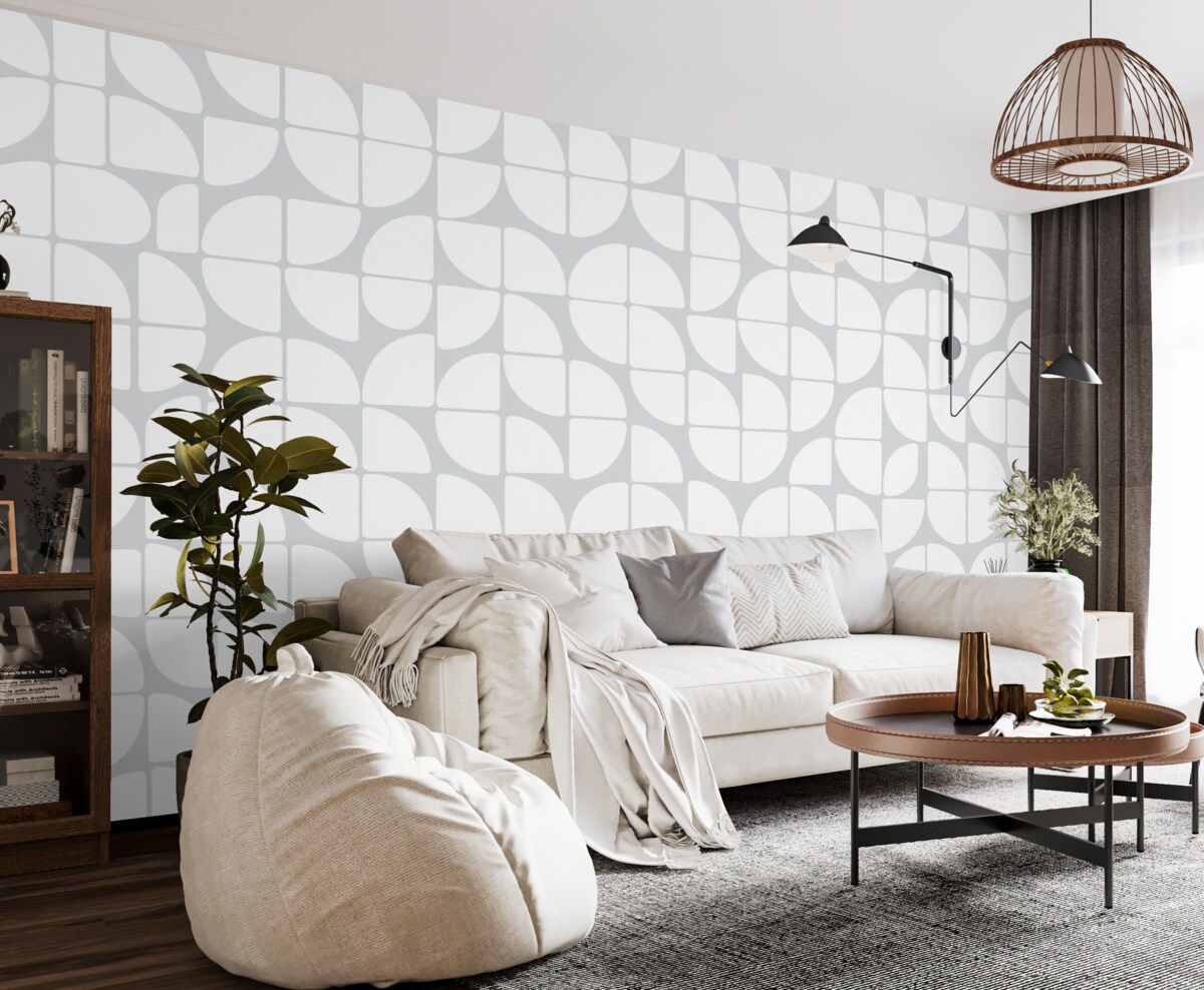 Fototapeta Tapeta o geometrycznym wzorze w stylu bauhaus w retro kolorze szarym.