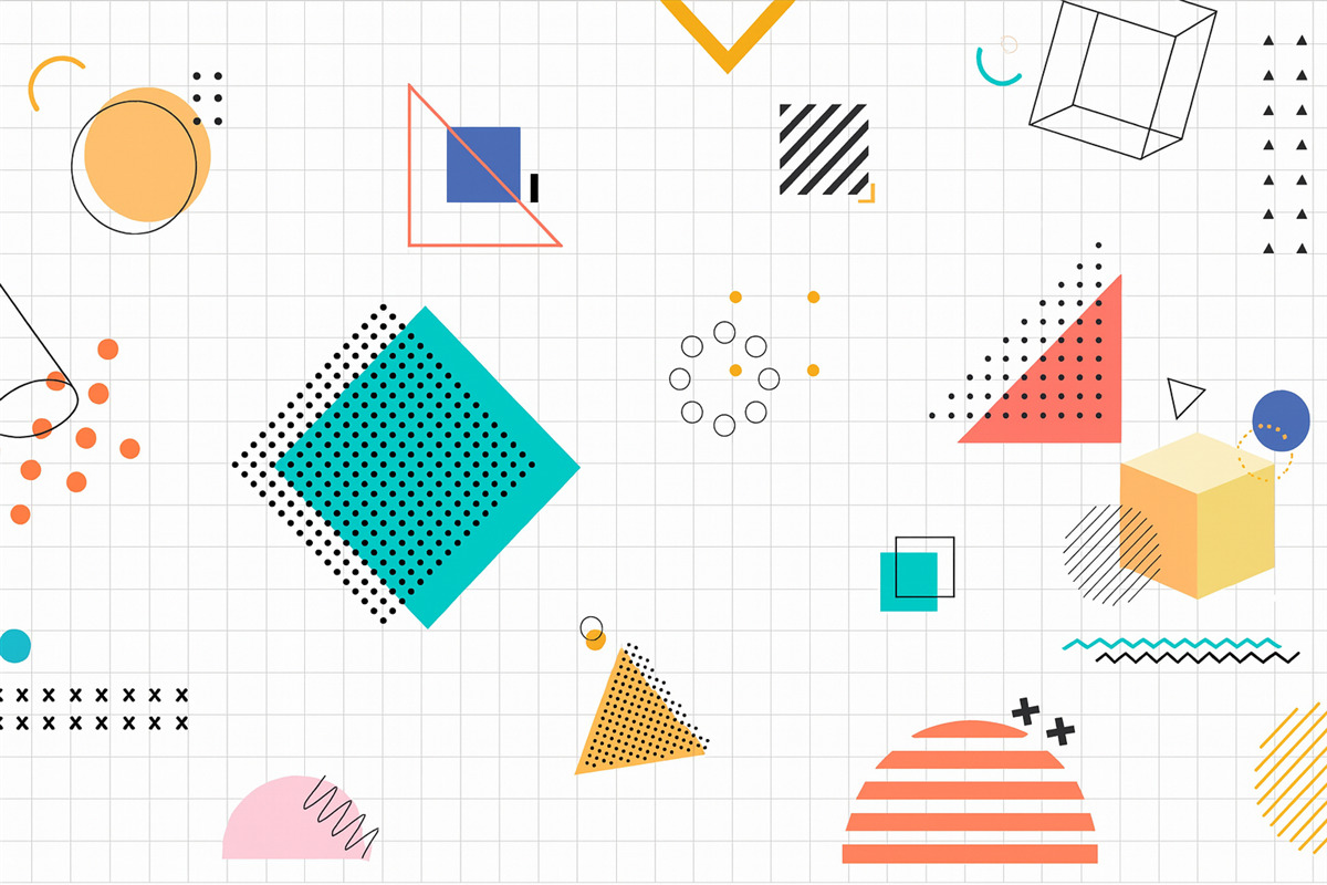 Fototapeta Geometryczna okładzina ścienna do sali dla dzieci w szkole.