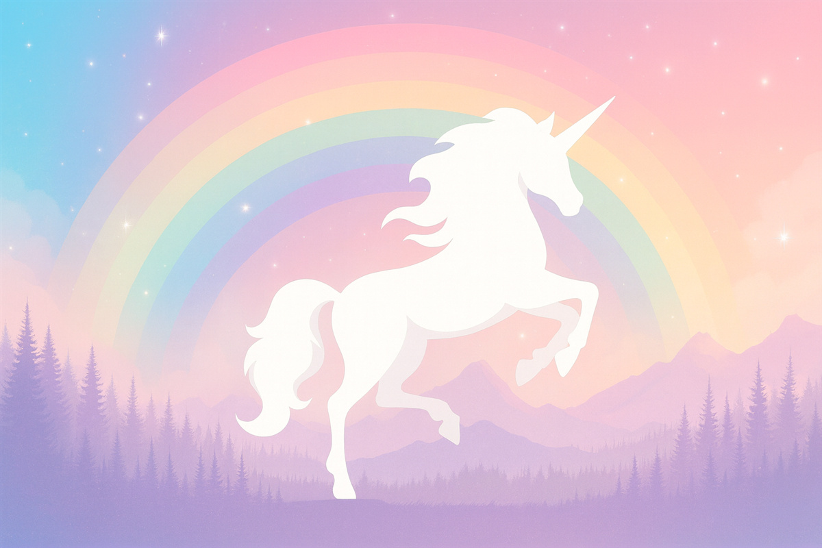 Fototapeta Sylwetka kucyka oraz barwne tło w stylu skandynawskim dla dziewczynek.