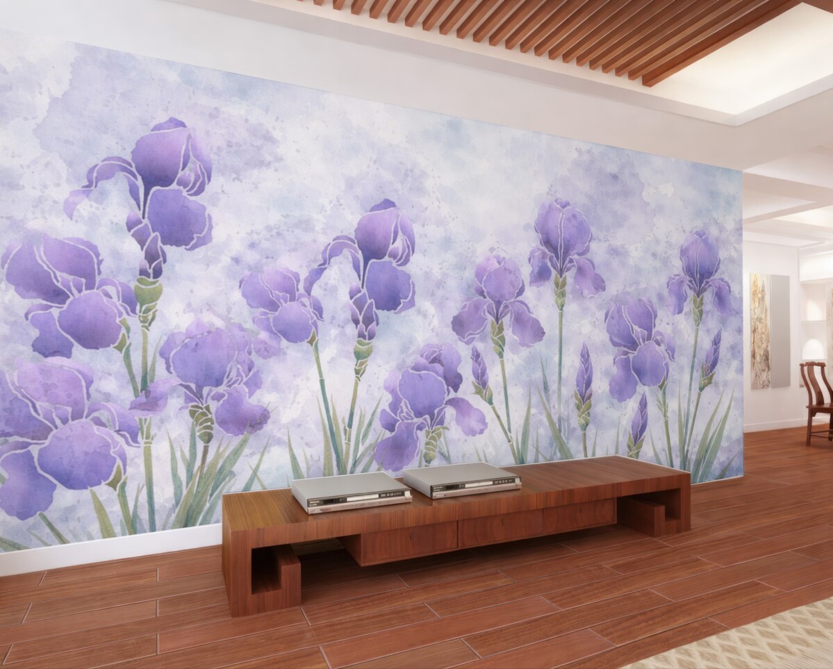 Fototapeta Akwarela purpurowe irysy.