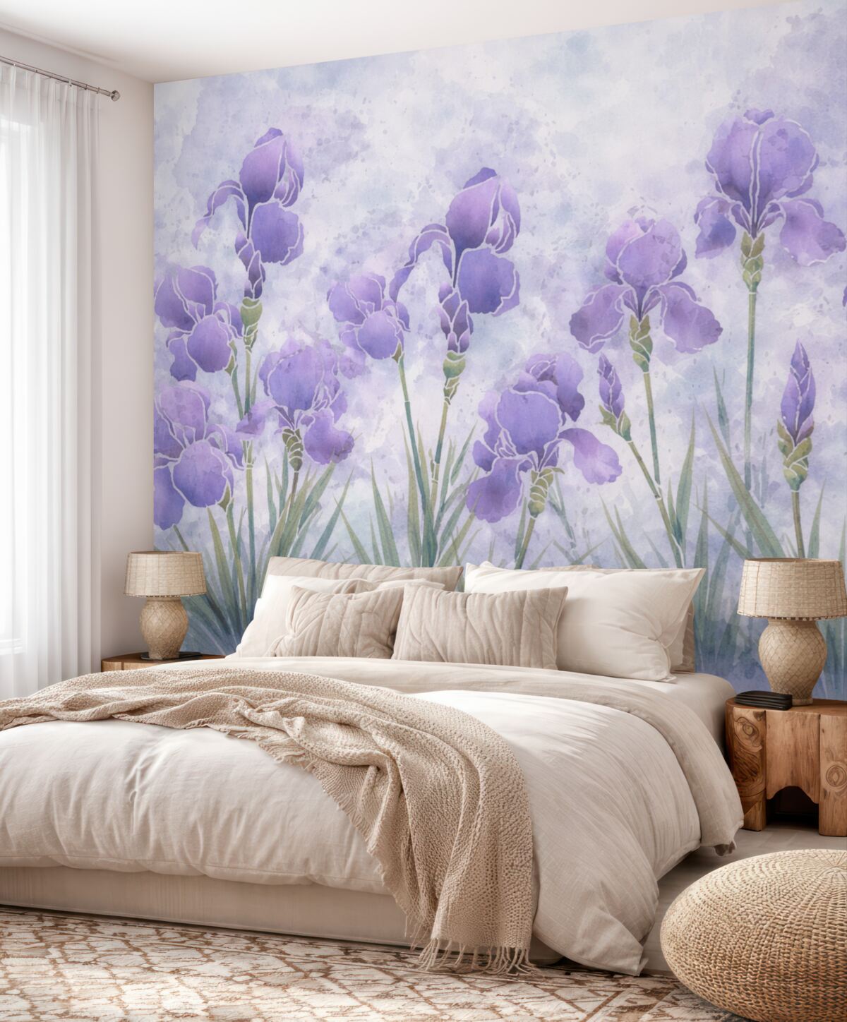 Fototapeta Akwarela purpurowe irysy.