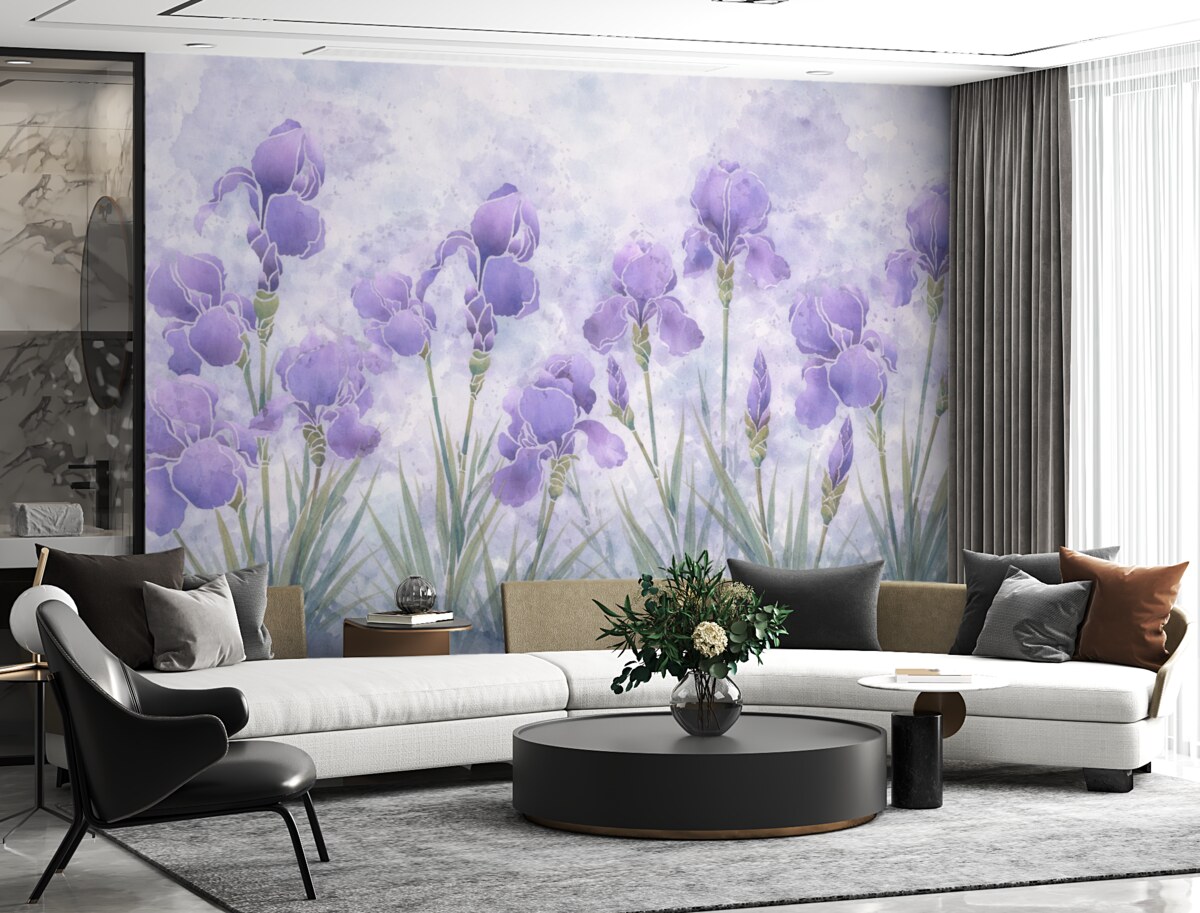 Fototapeta Akwarela purpurowe irysy.