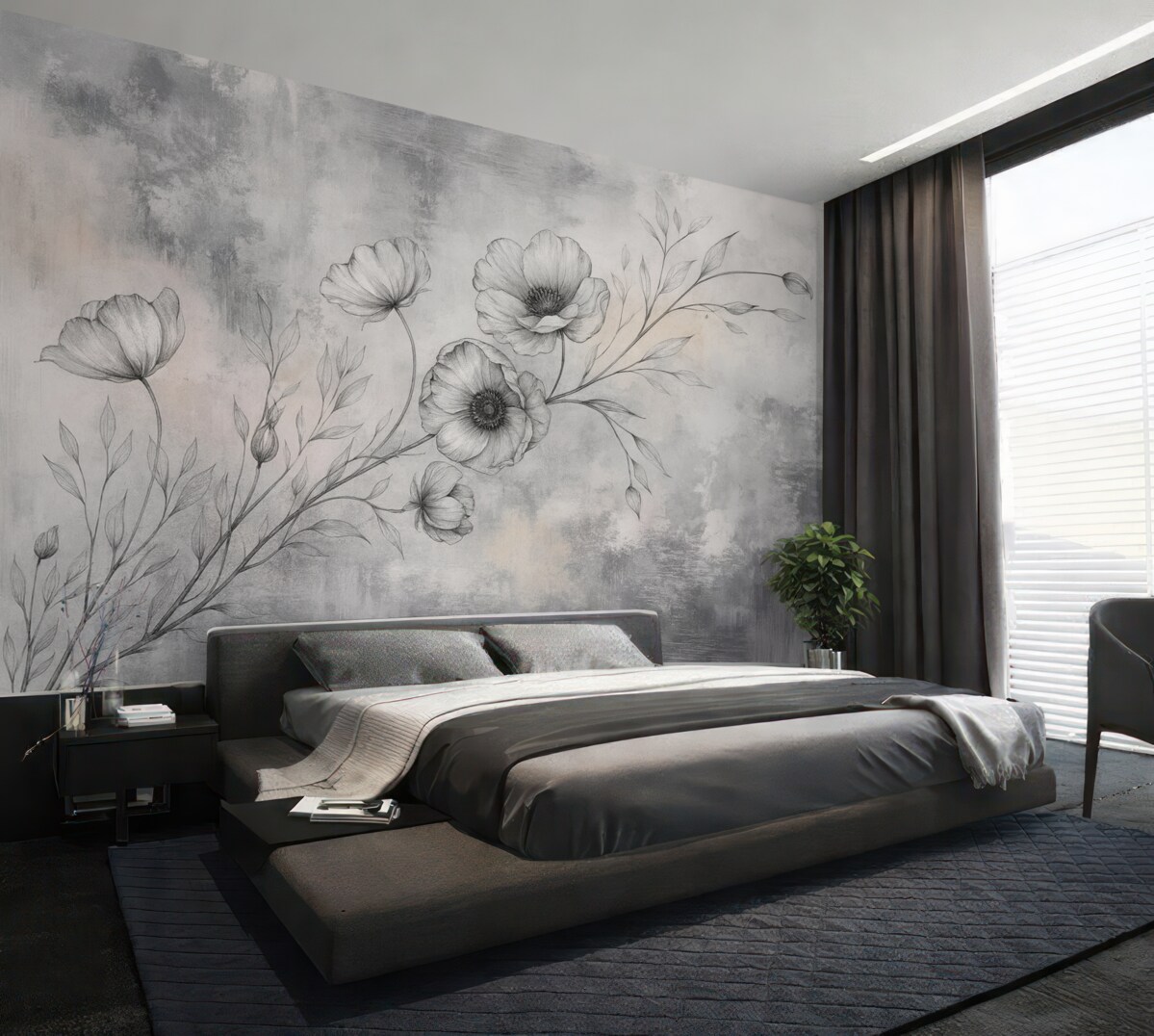 Fototapeta Ogań z kwiatami.