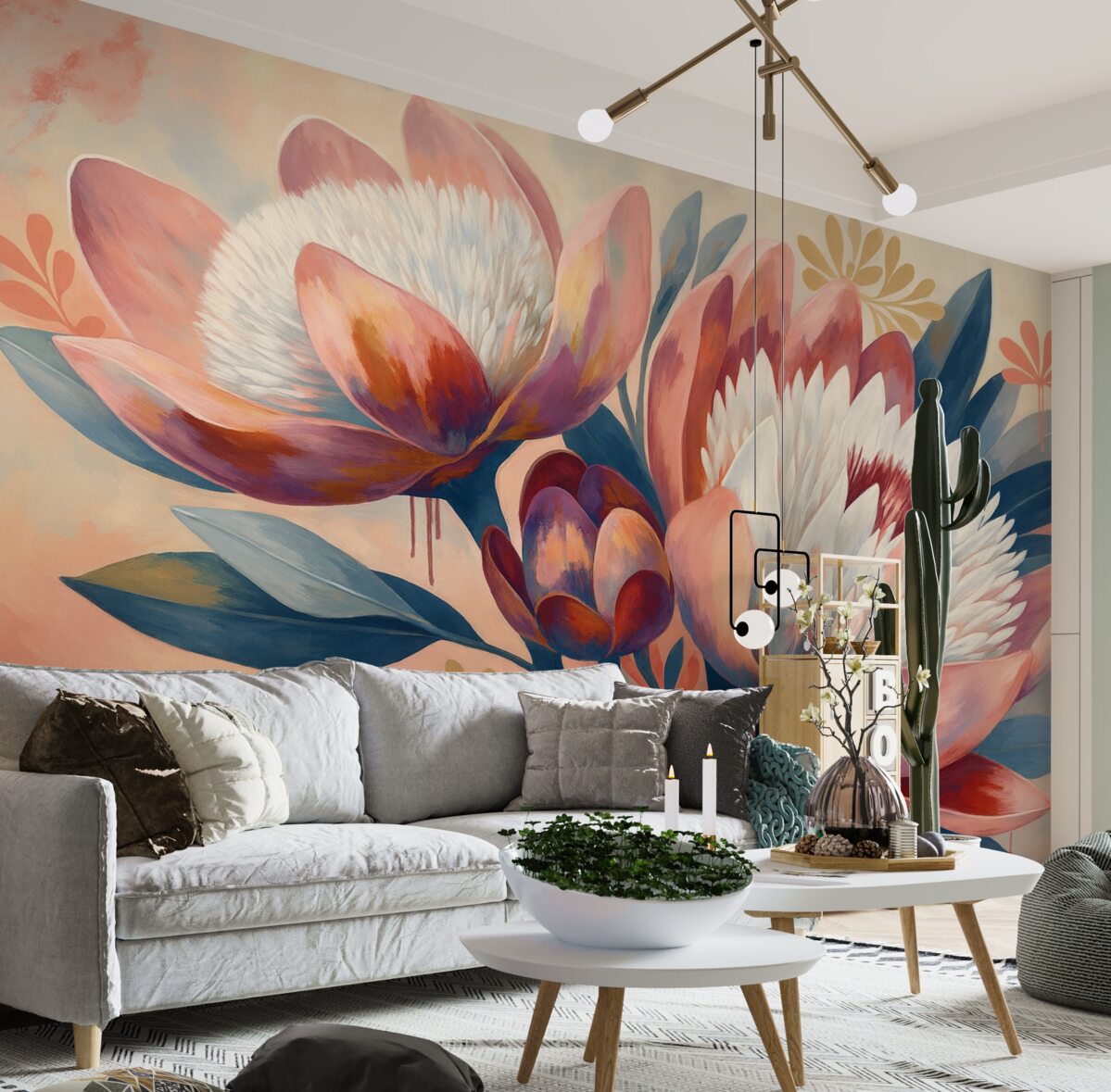 Fototapeta Wielkie egzotyczne rośliny kwiatowe.