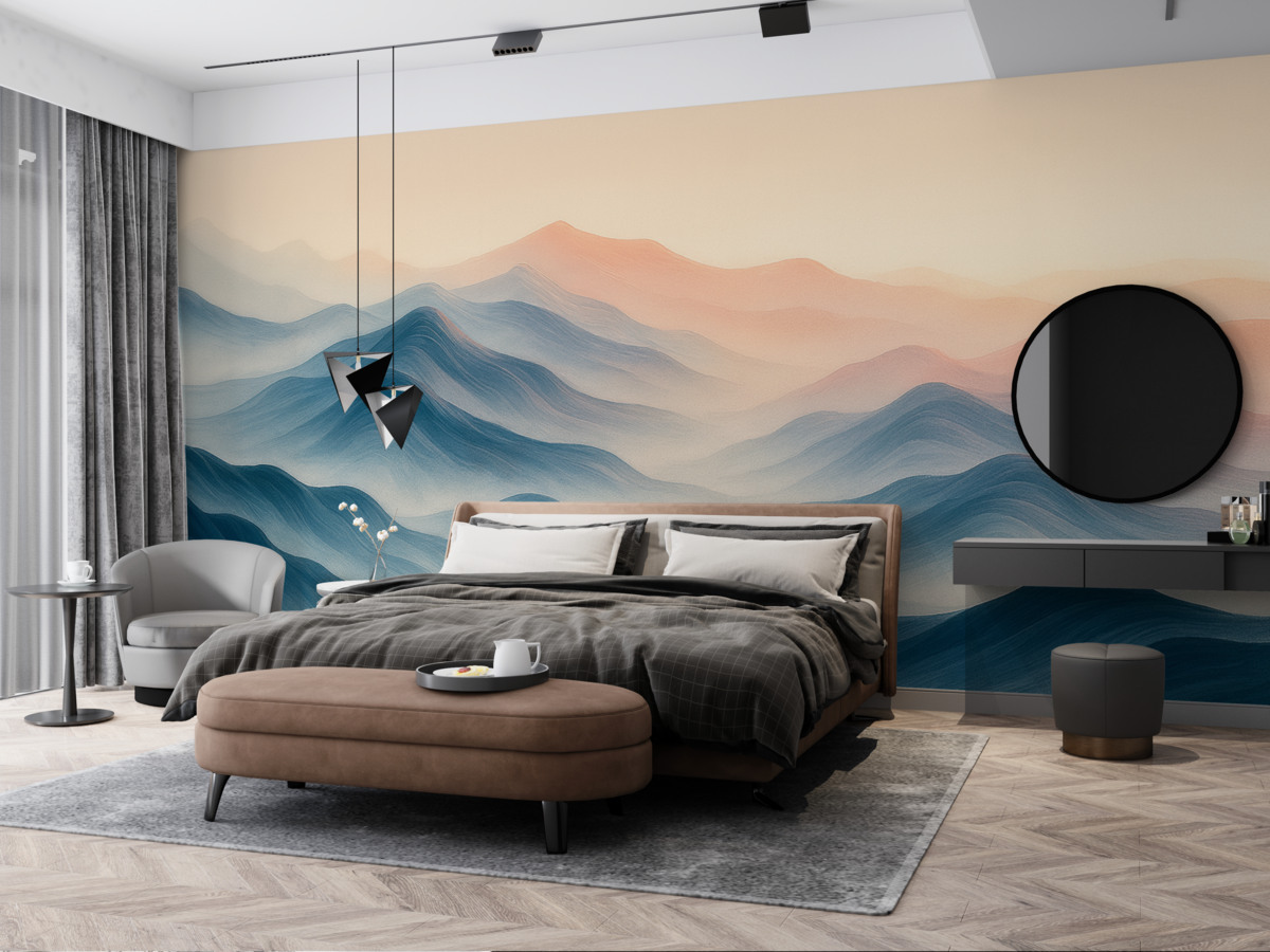 Fototapeta Abstrakcyjna cyfrowa grafika zamglonych gór sof.