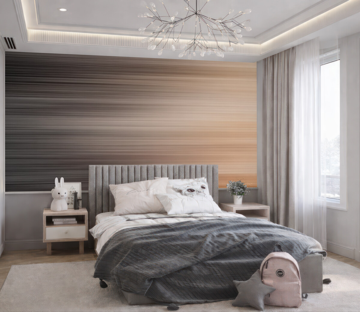 Fototapeta Zamglone tło z różnymi pionowymi pomarańczowymi pasami.