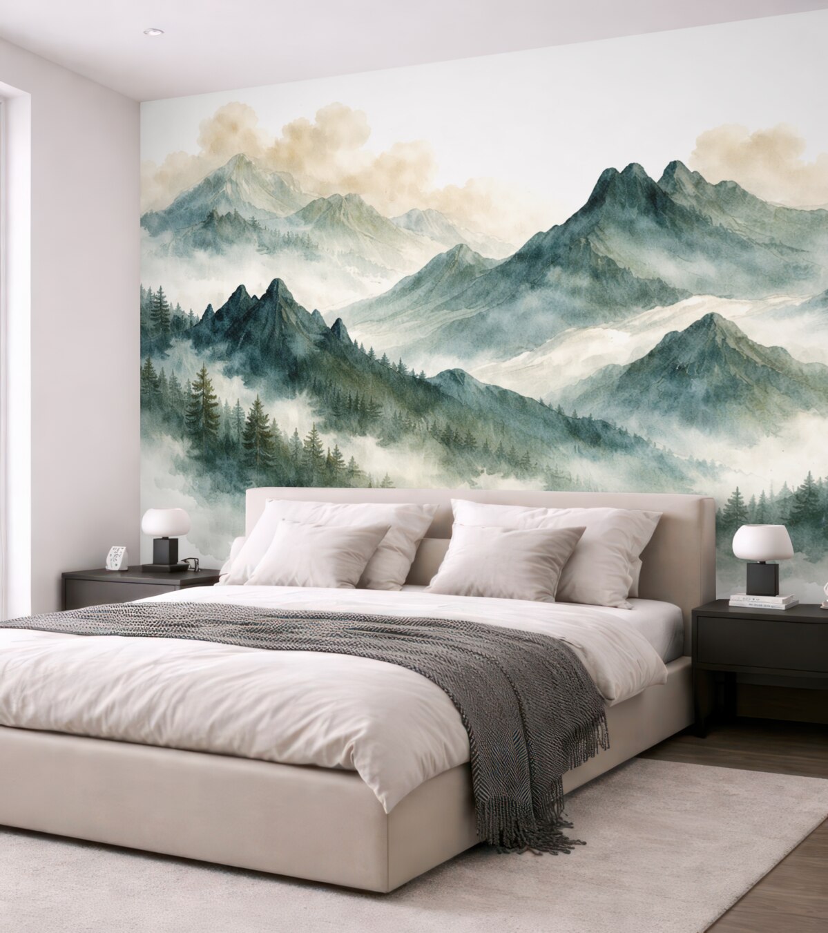 Fototapeta Akwarela gór w odcieniach niebieskich.