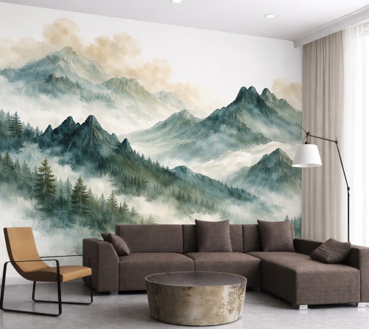 Fototapeta Akwarela gór w odcieniach niebieskich.