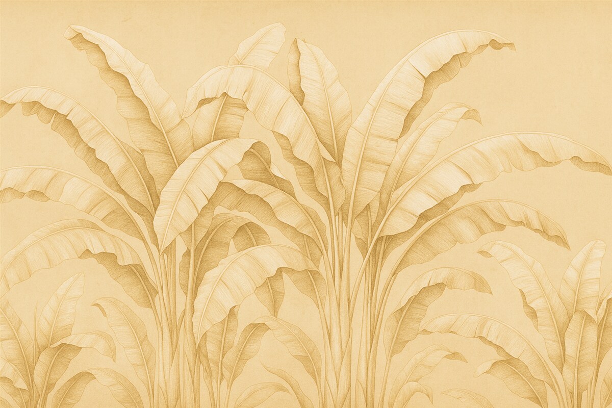 Fototapeta Liście palmy bananowej, jednolita struktura w odcieniu beżowym.