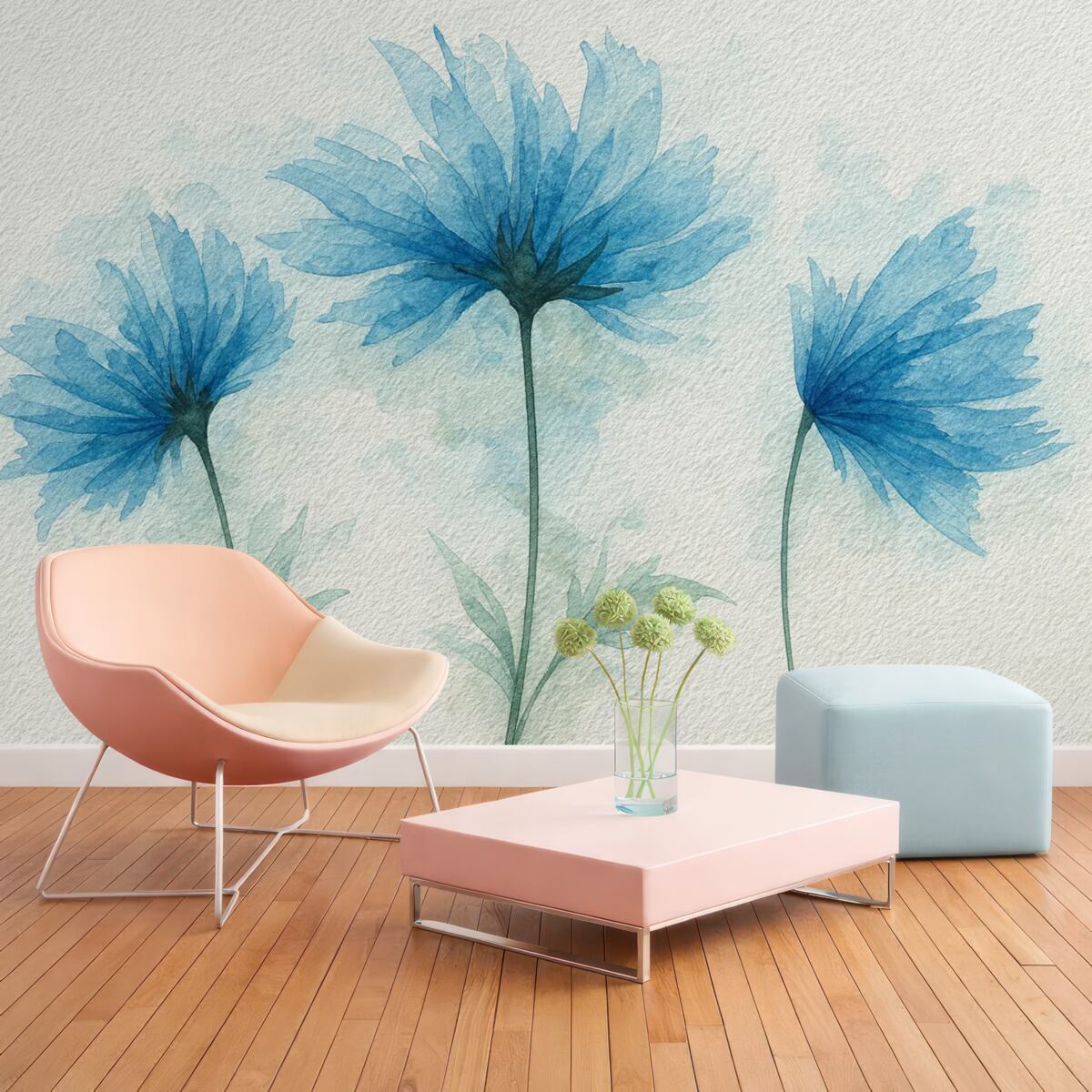 Fototapeta Subtelne kwiaty na wzorze.