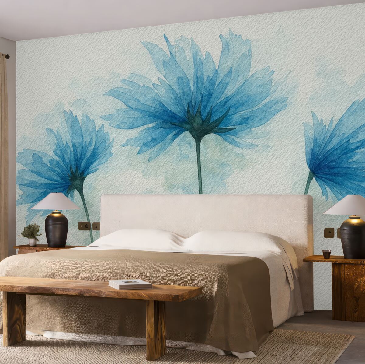 Fototapeta Subtelne kwiaty na wzorze.