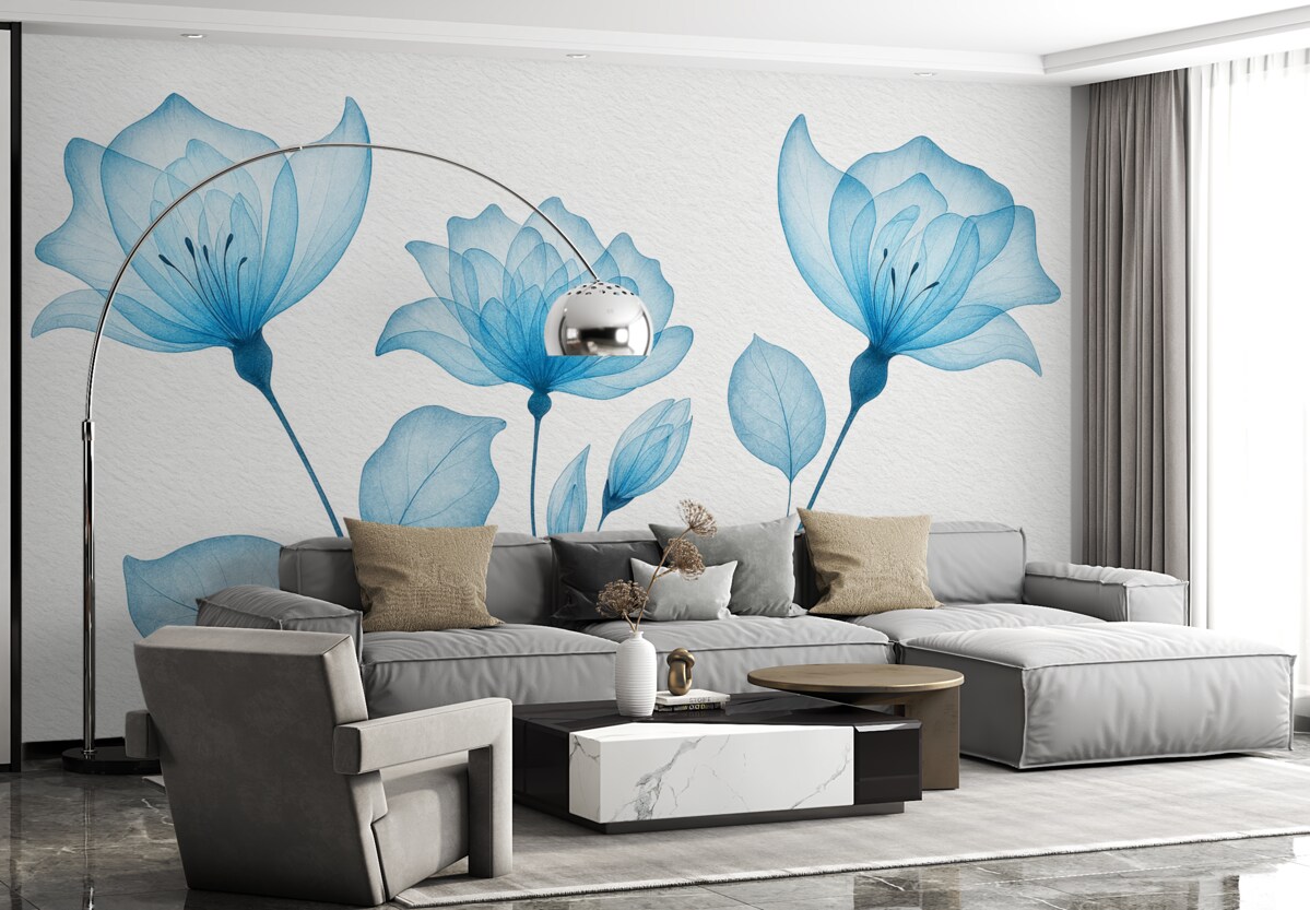 Fototapeta Struktura i niebieskie florystyki.