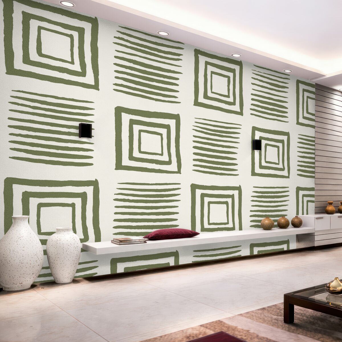 Fototapeta Pomalowane zielone prostokąty i pasy.