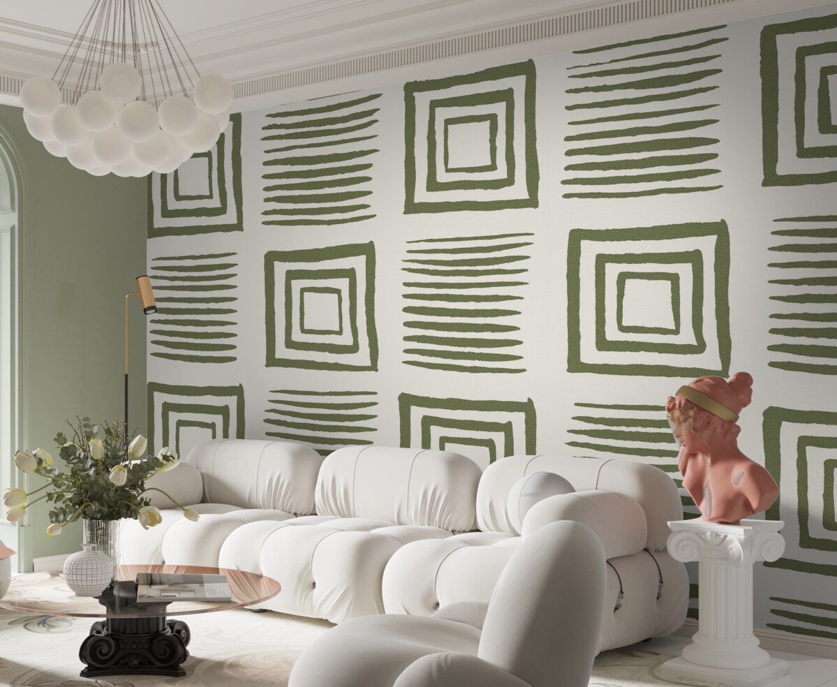 Fototapeta Pomalowane zielone prostokąty i pasy.