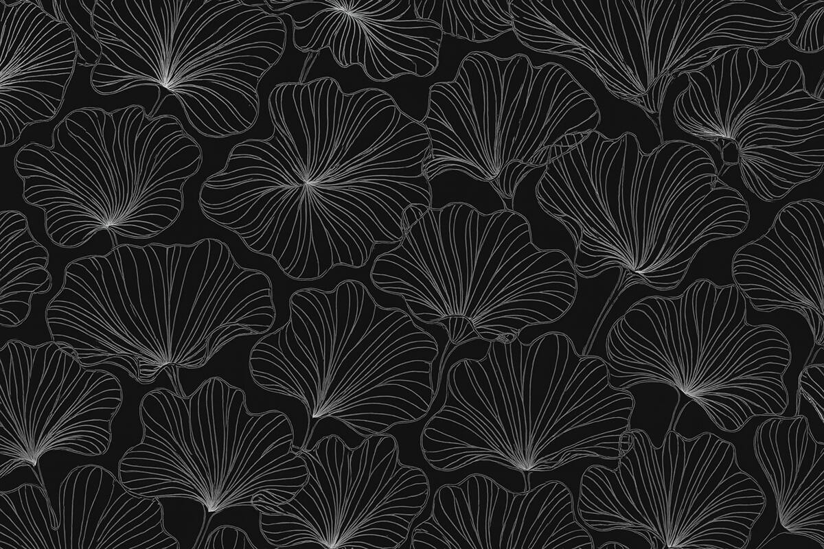 Fototapeta Wielkie kwiaty liniowe, ciemne tło.