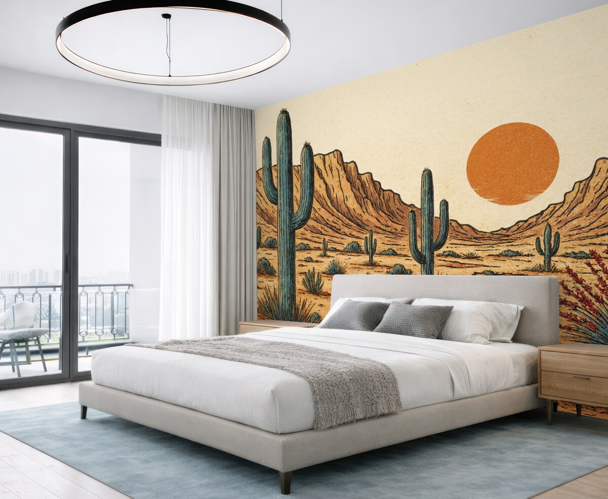 Fototapeta Zachód słońca nad pustynią.