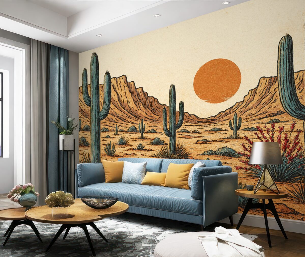 Fototapeta Zachód słońca nad pustynią.