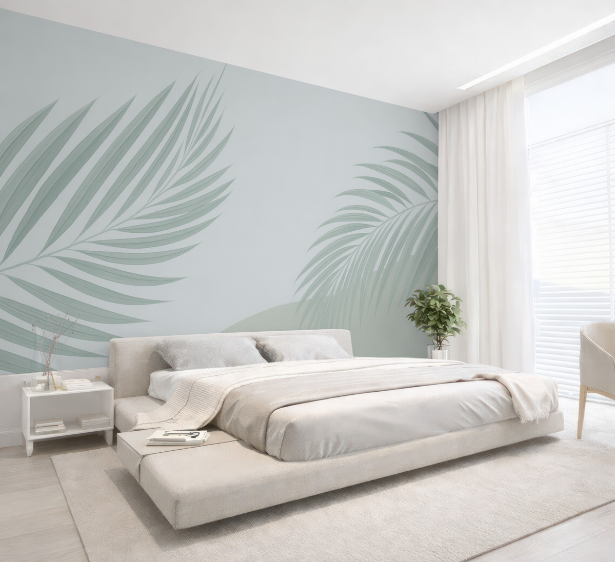 Fototapeta Tropikalne liście na jasnym podłożu.