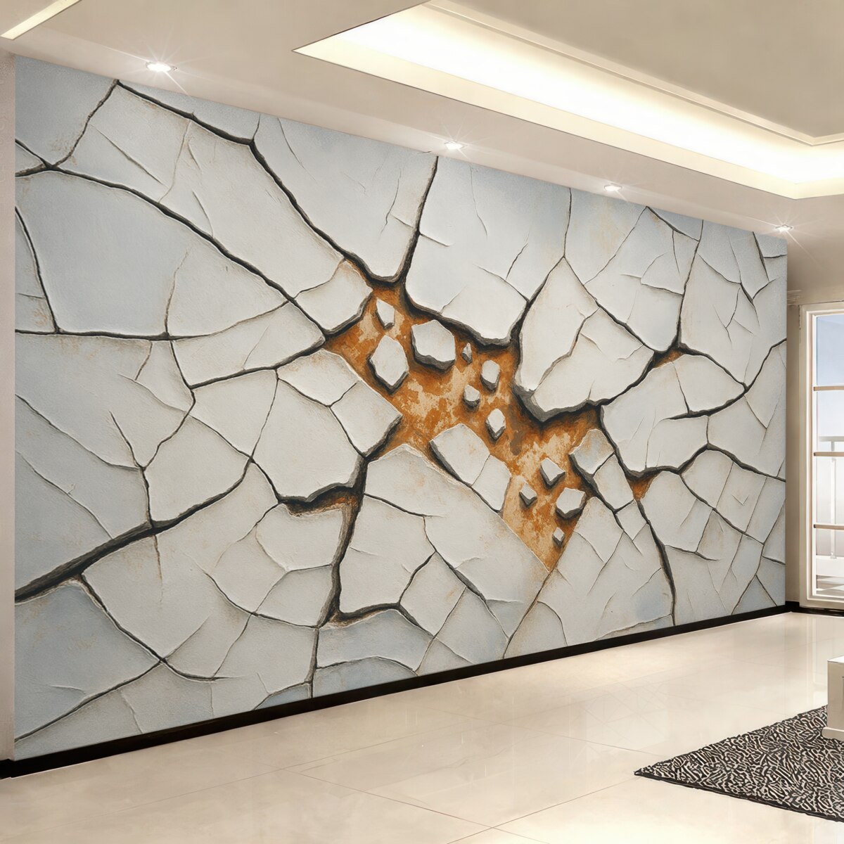 Fototapeta Wielkie fragmenty odpryśniętej farby na ścianie.