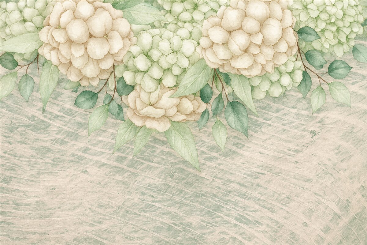 Fototapeta Subtelne różowe hortensje na pastelowym tłem abstrakcyjnym.