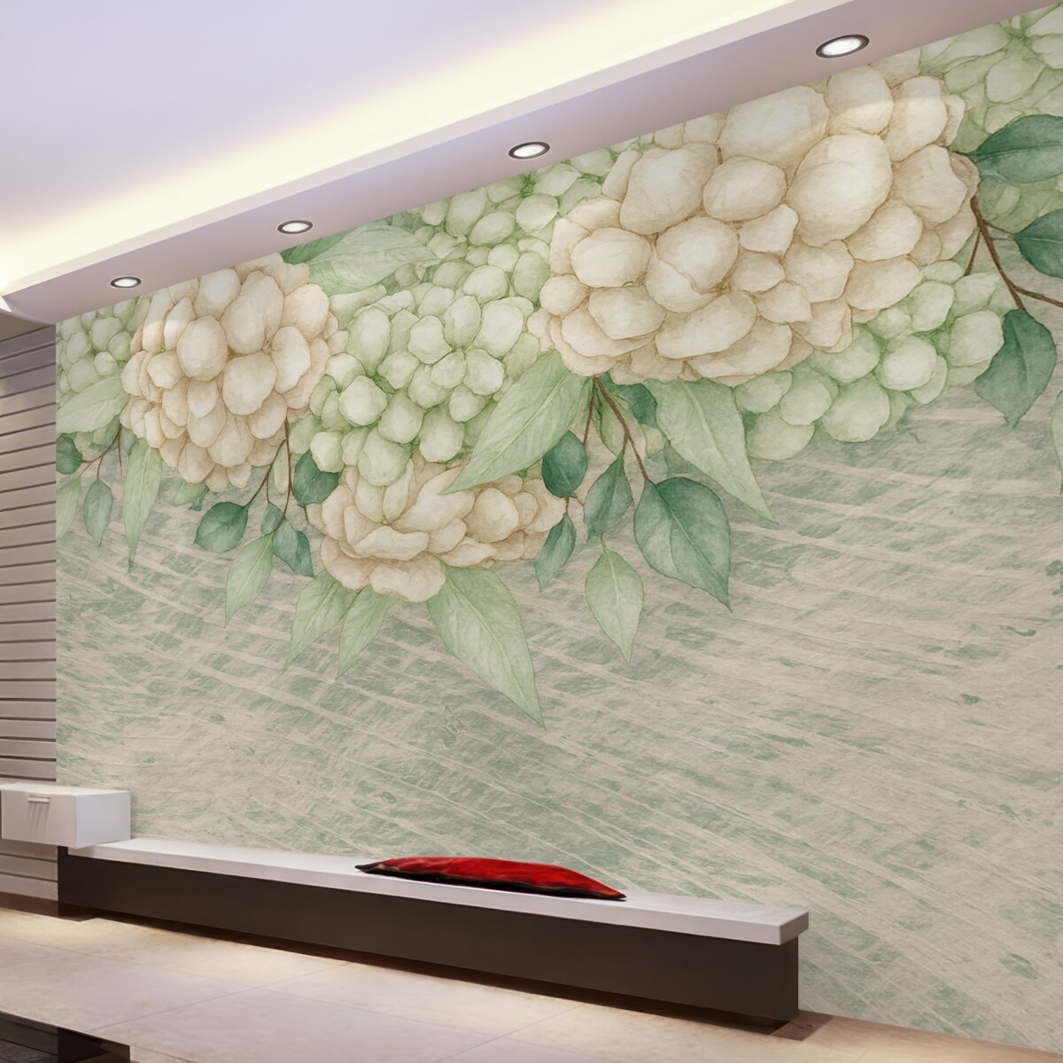 Fototapeta Subtelne różowe hortensje na pastelowym tłem abstrakcyjnym.