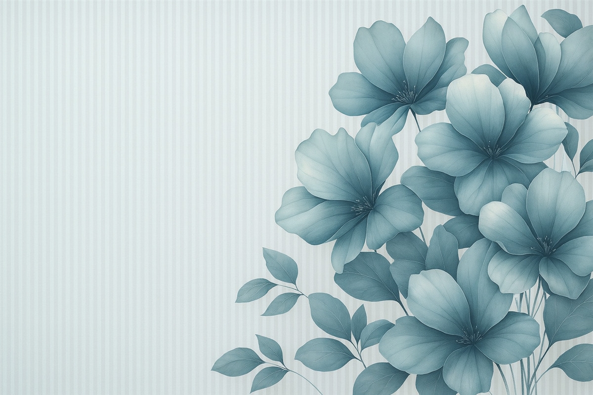 Fototapeta Subtelne niebieskie kwiaty na prążkowanym tle.