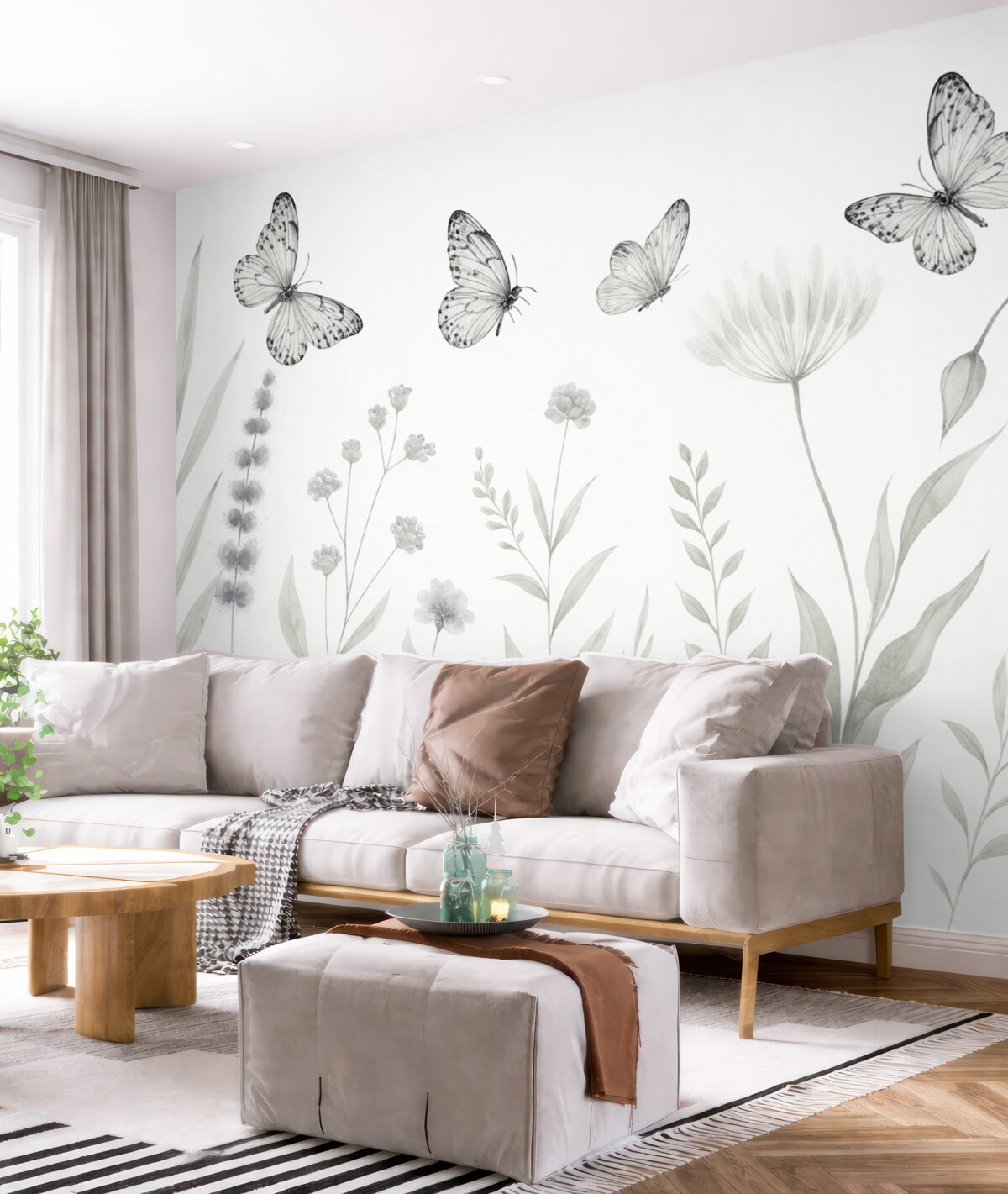 Fototapeta Naturalne kwiaty i ćmy