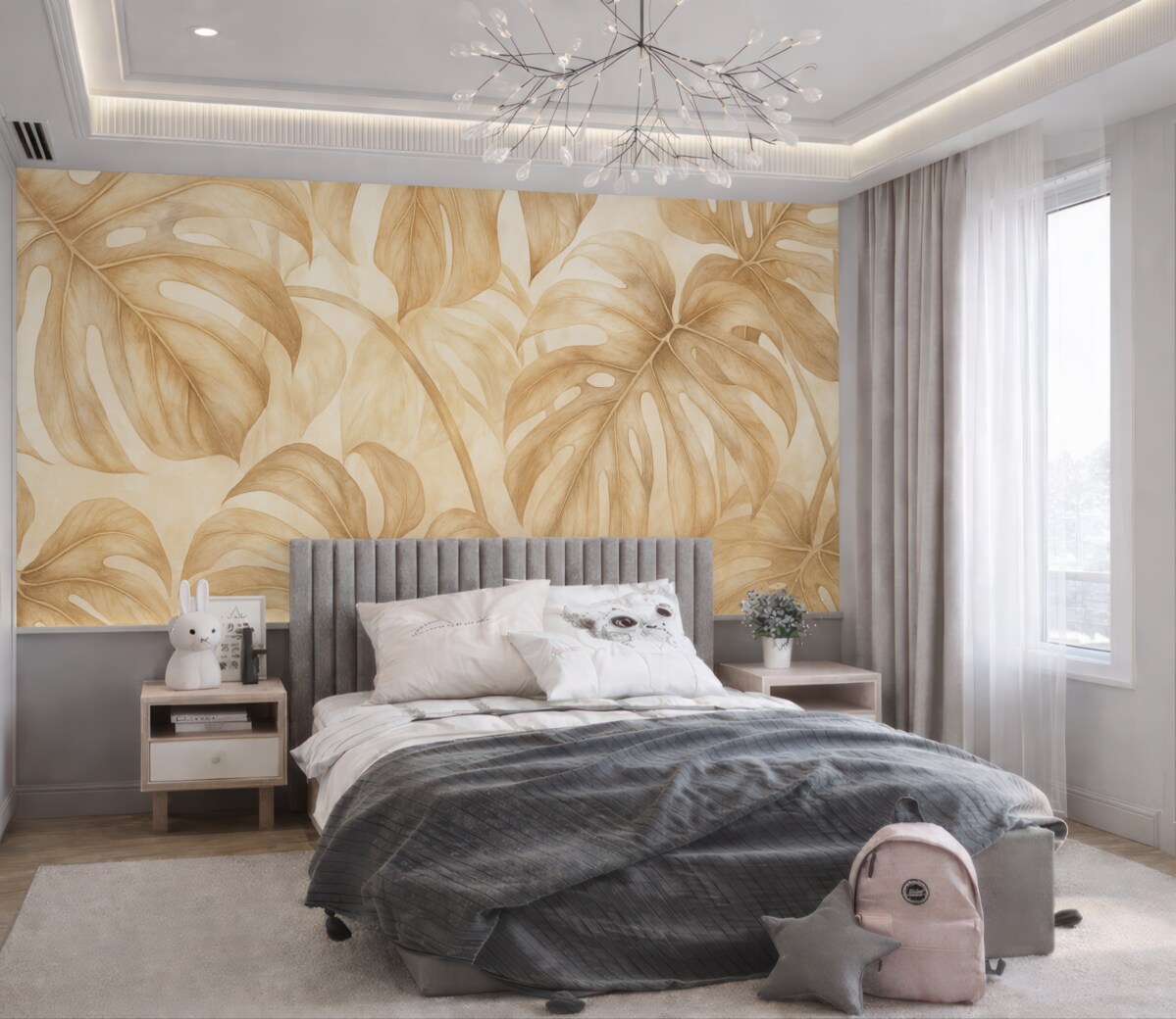 Fototapeta Liście w kolorze beżowym.