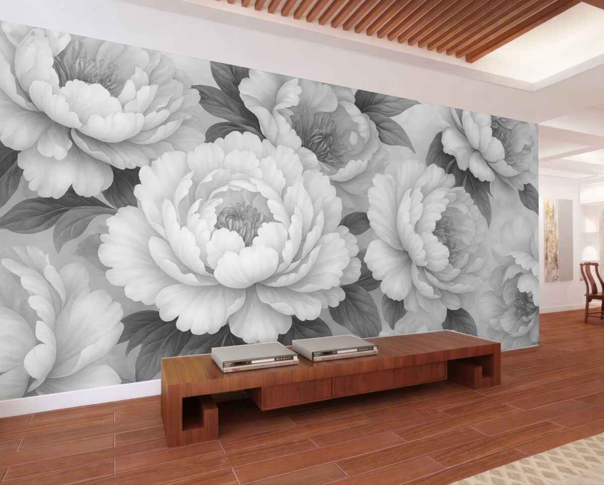 Fototapeta Czarno-białe wciąż piwonie.