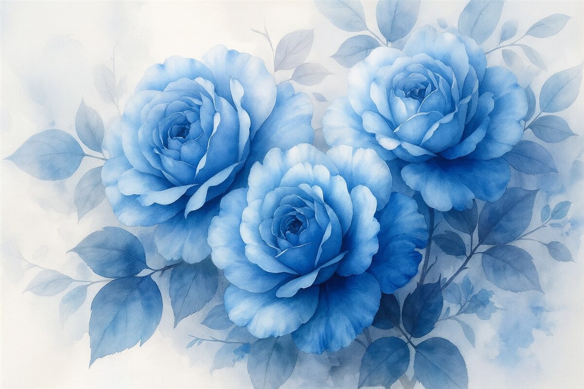 Fototapeta Niebieskie kwiaty róży.