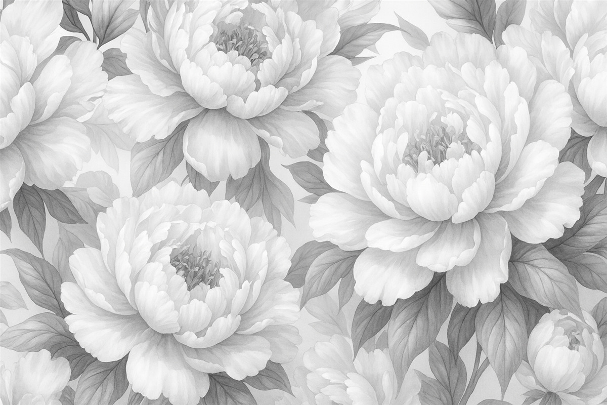 Fototapeta Czarno-białe peonie.