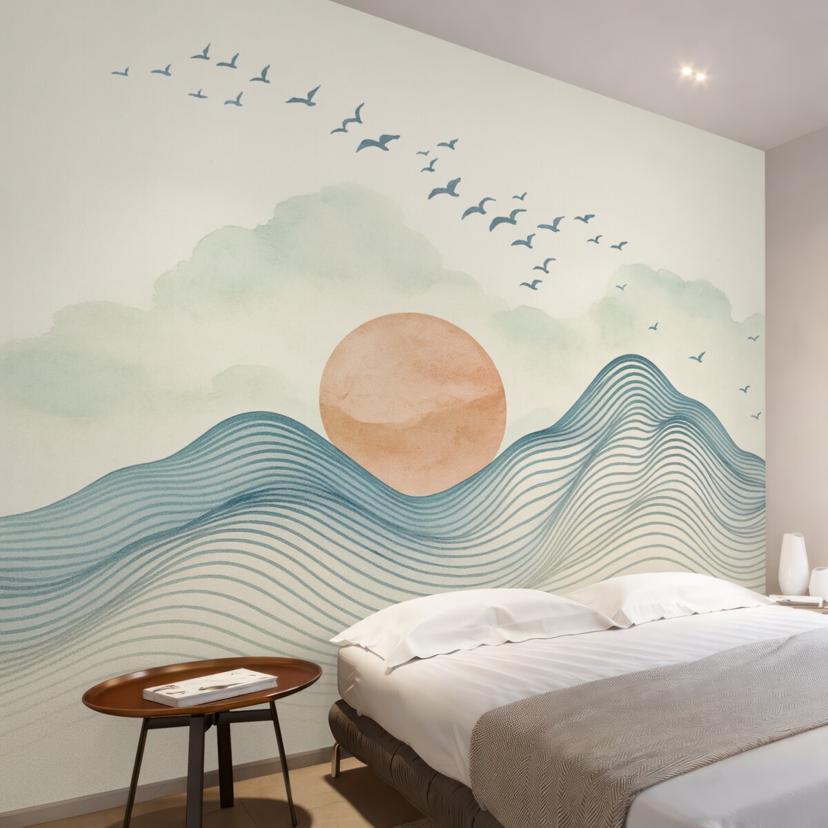 Fototapeta Górskie pasma, słońce, ptaszki.