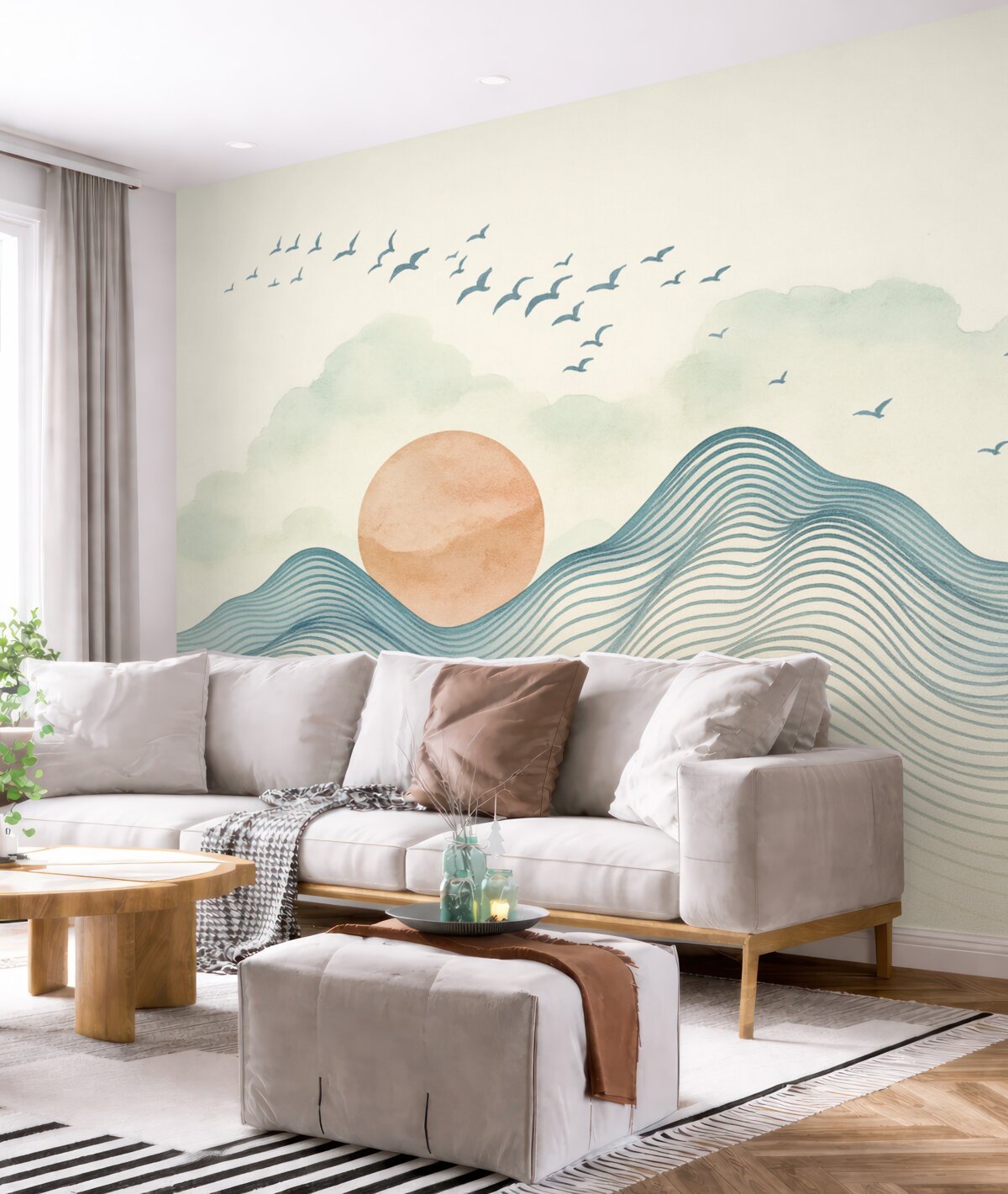 Fototapeta Górskie pasma, słońce, ptaszki.