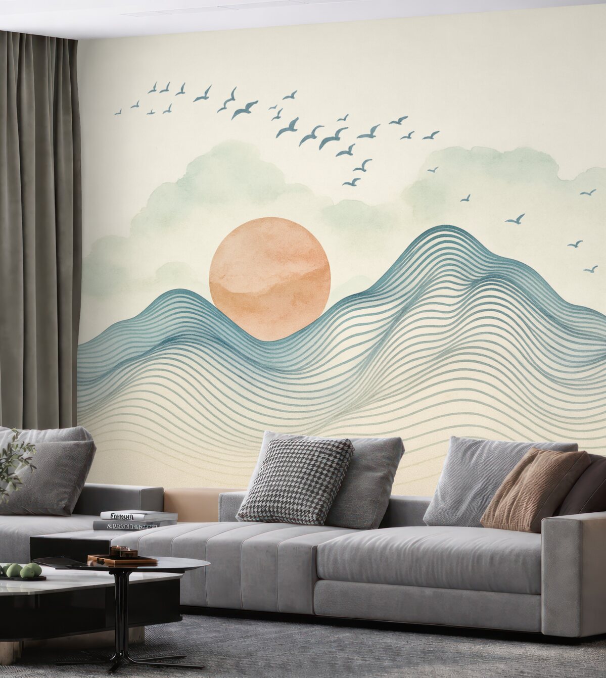 Fototapeta Górskie pasma, słońce, ptaszki.