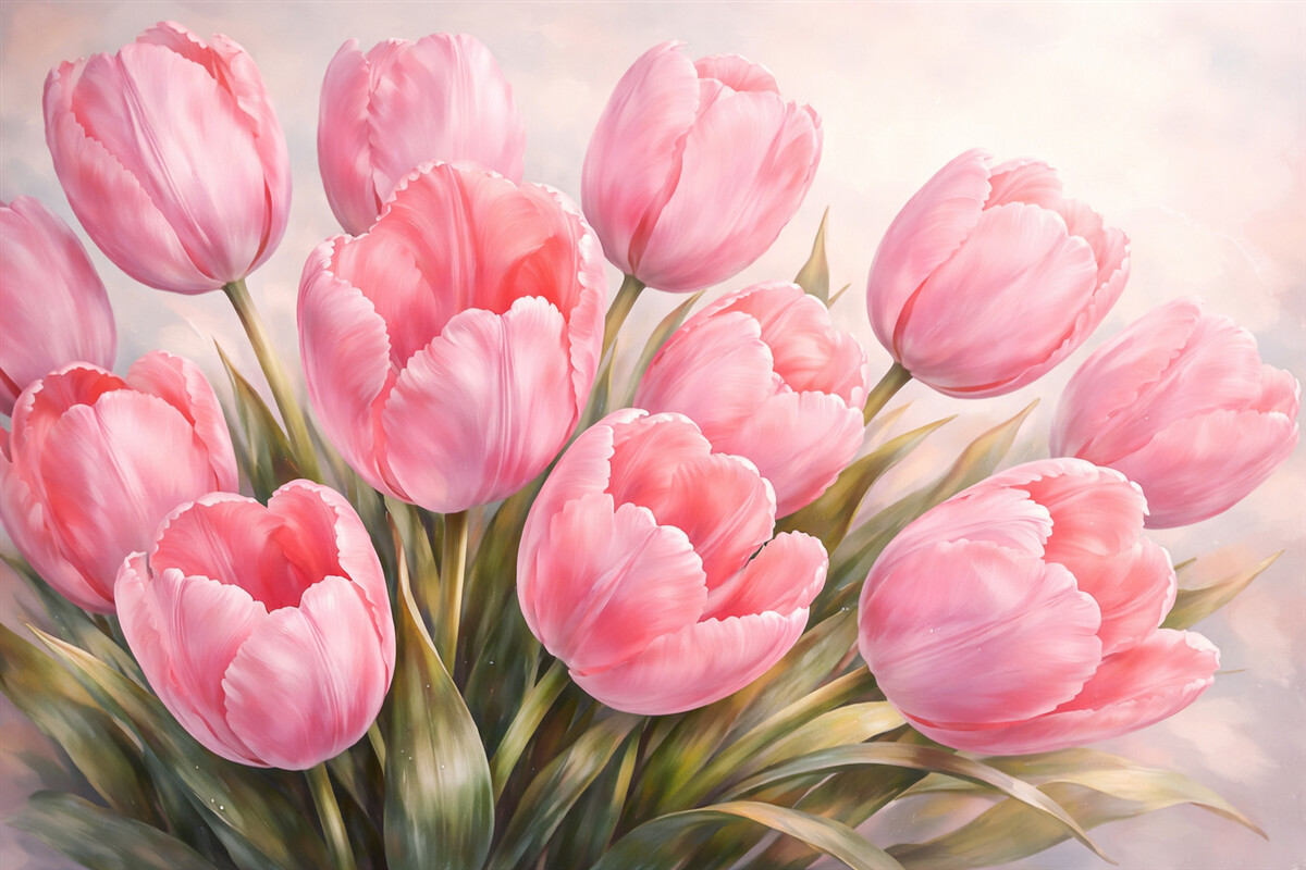 Fototapeta Subtelne różowe tulipany.