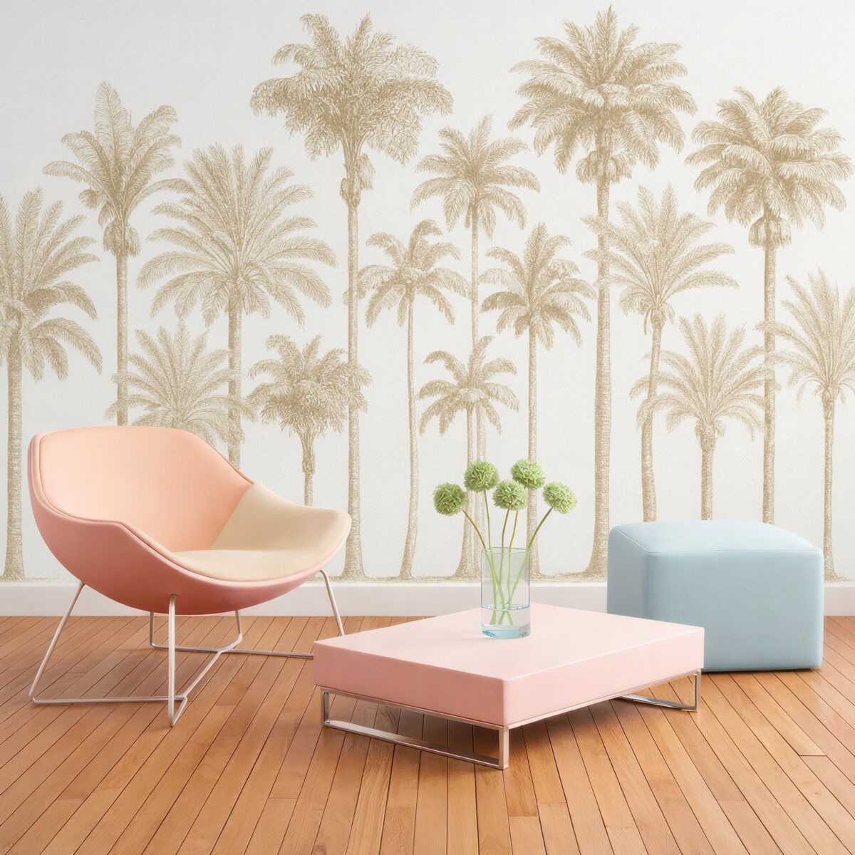 Fototapeta Minimalna enklawa tropikalnych palmy.