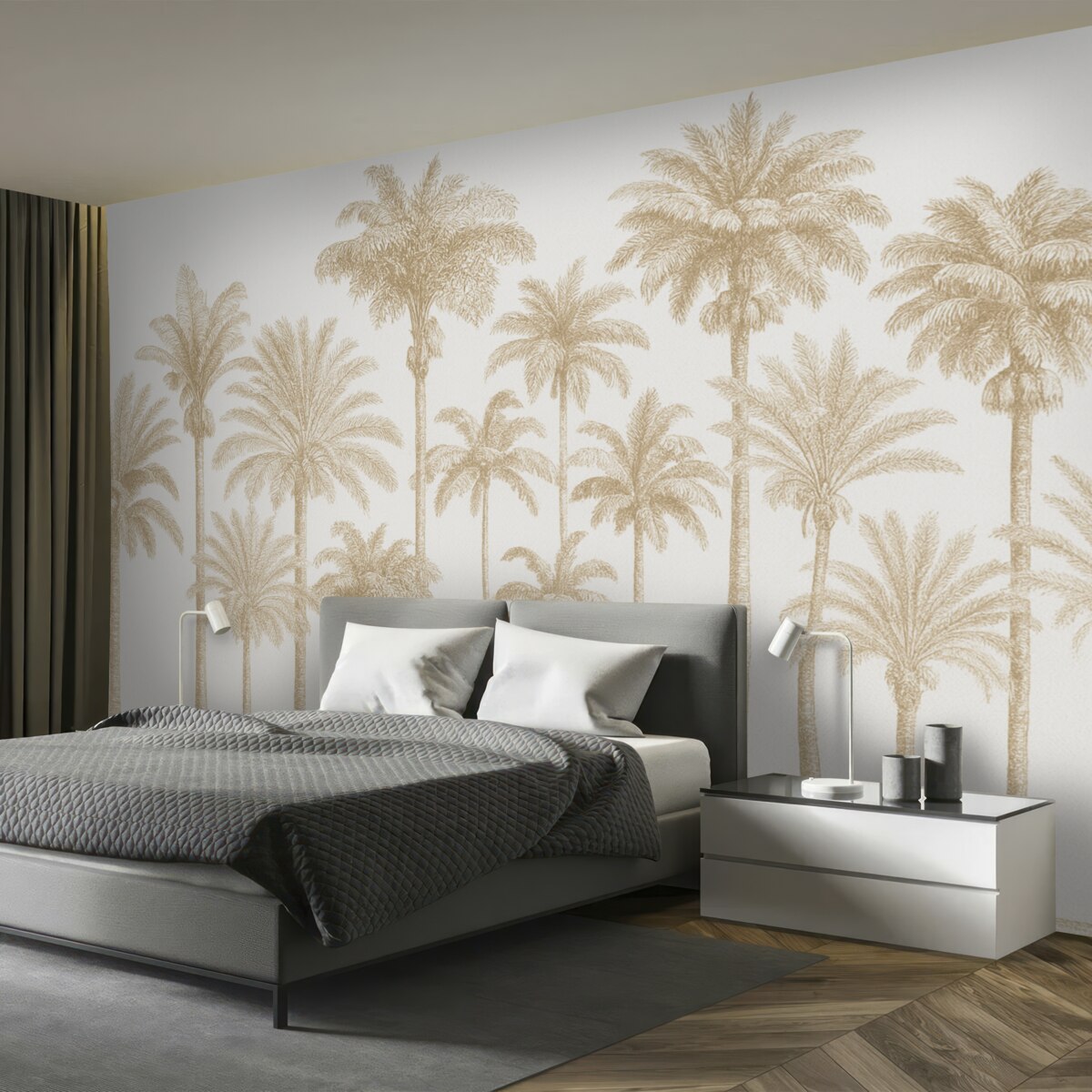 Fototapeta Minimalna enklawa tropikalnych palmy.