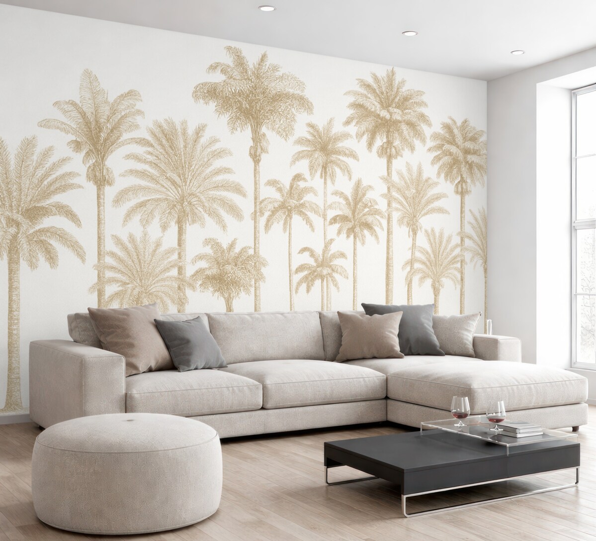 Fototapeta Minimalna enklawa tropikalnych palmy.