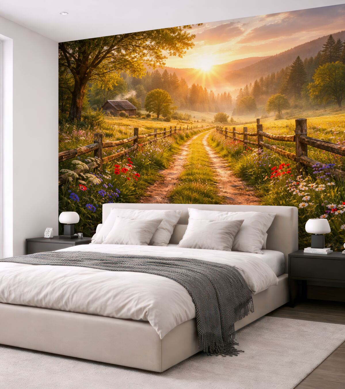 Fototapeta Tropikalne liście w deszczowej akwareli